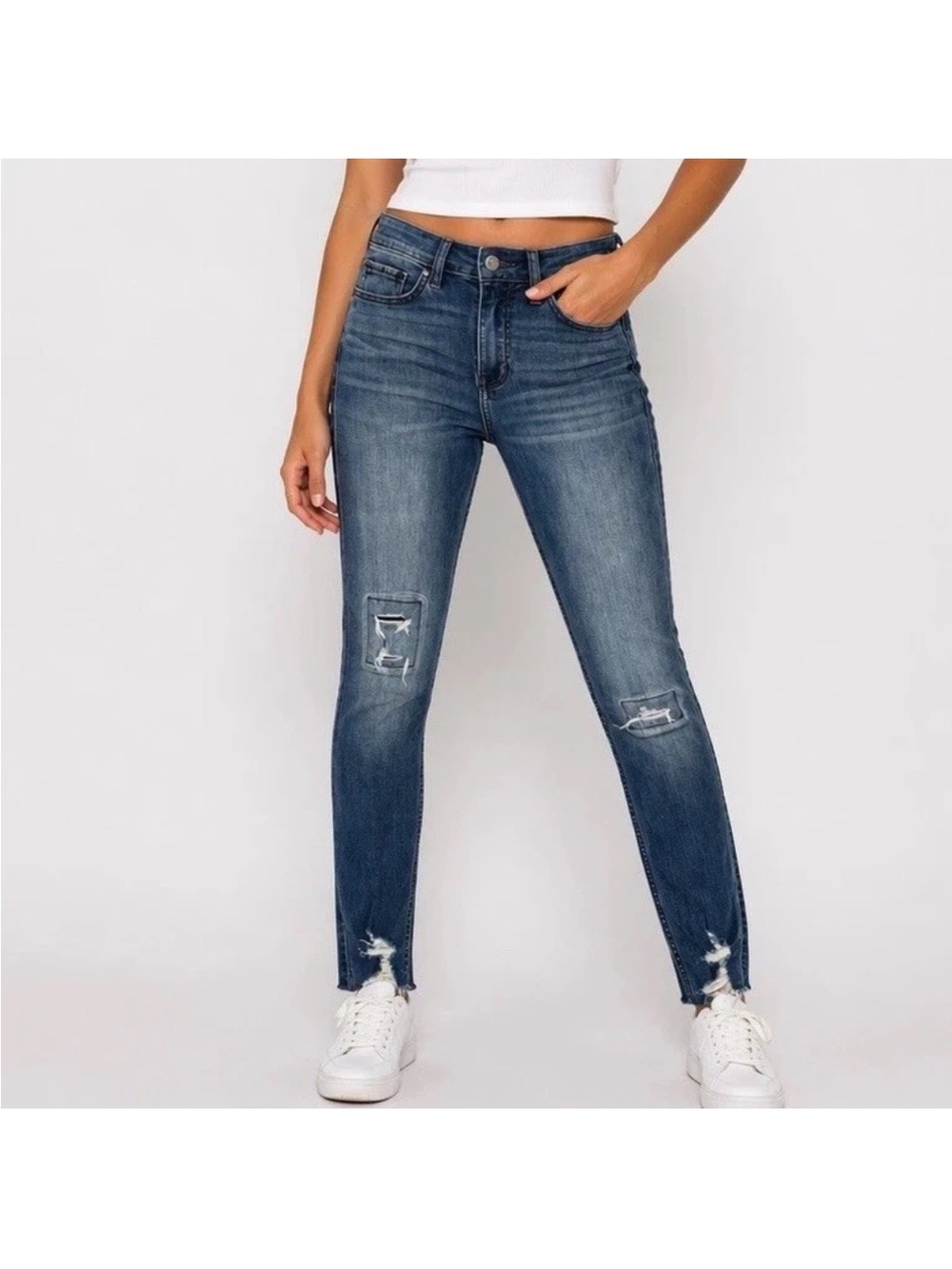 Hollister High Rise Super Skinny Stretch Jeans 0 W24 Distressed Raw Hem Y2K
